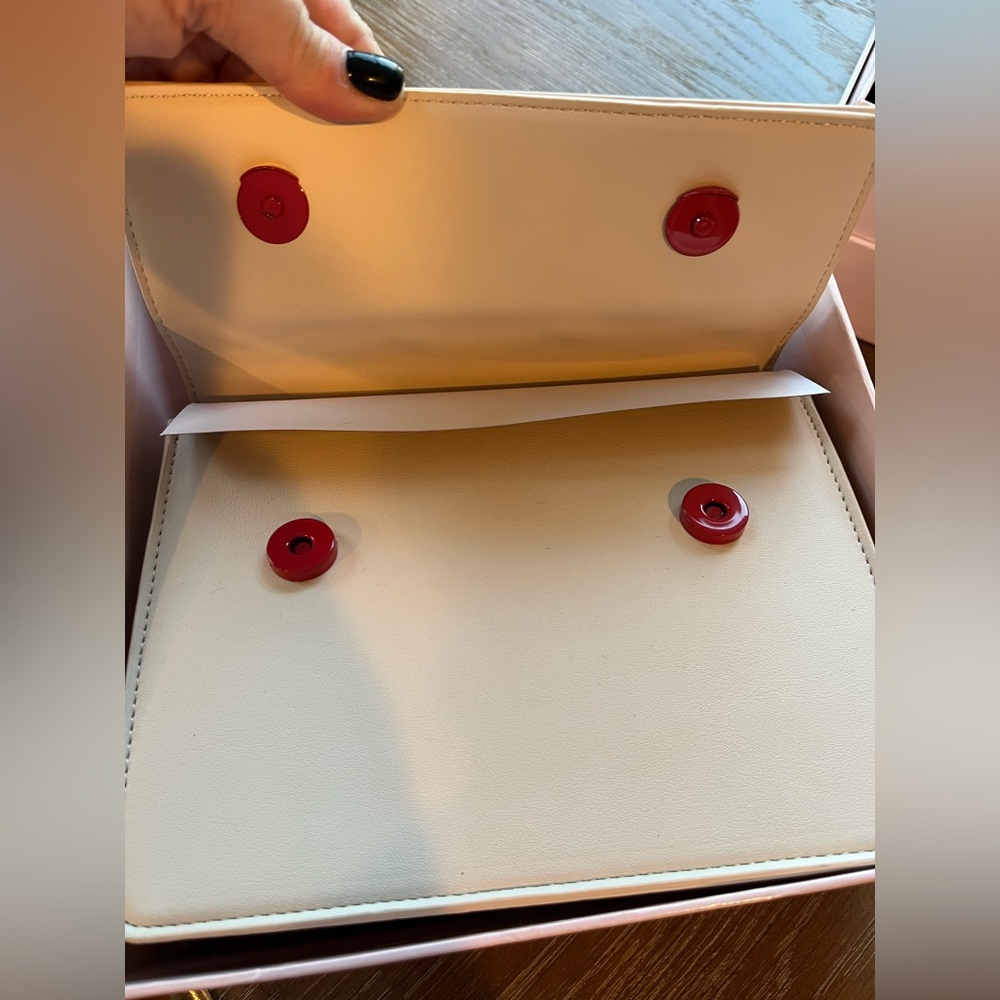 Betsey Johnson Cherry Mini Bag and Cherry Bag Charm Gift Set Cream and Red - Picture 3 of 4